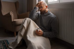 Hombre deprimido por una ruptura sentimental